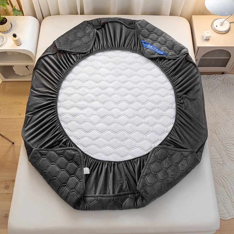 WASART Fluffy Coral Fleece Quilted Mattress Protector Cover Warm Cozy Milk Velvet Elastic Fitted Sheet 150X200 Winter Bed Linens