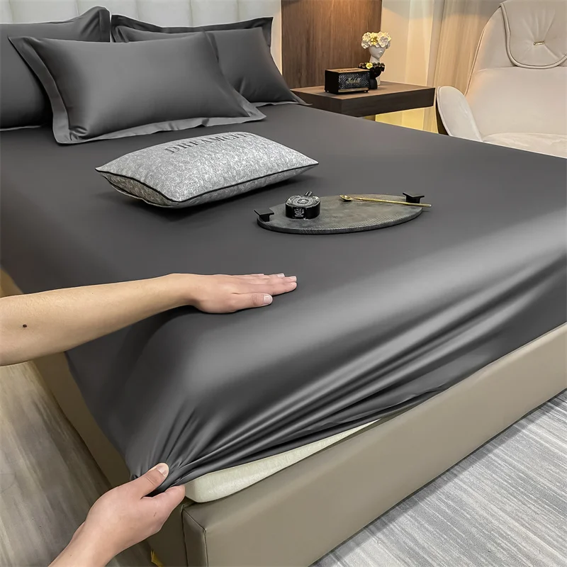 Soft Luxury Egyptian Cotton 400TC Fitted Bed Sheet with Elastic Bands Mattress Cover Non Slip Machine Washable 140/160/180/200cm