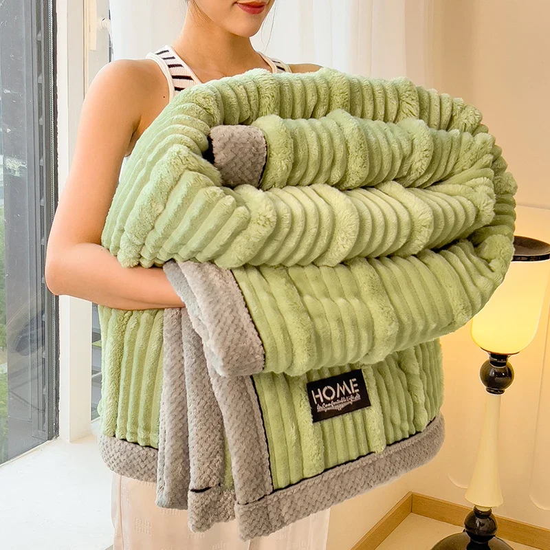 WASART New artificial rabbit plush warm blanket for beds autumn winter fluffy coral fleece sofa throw blanket thicken bed sheet
