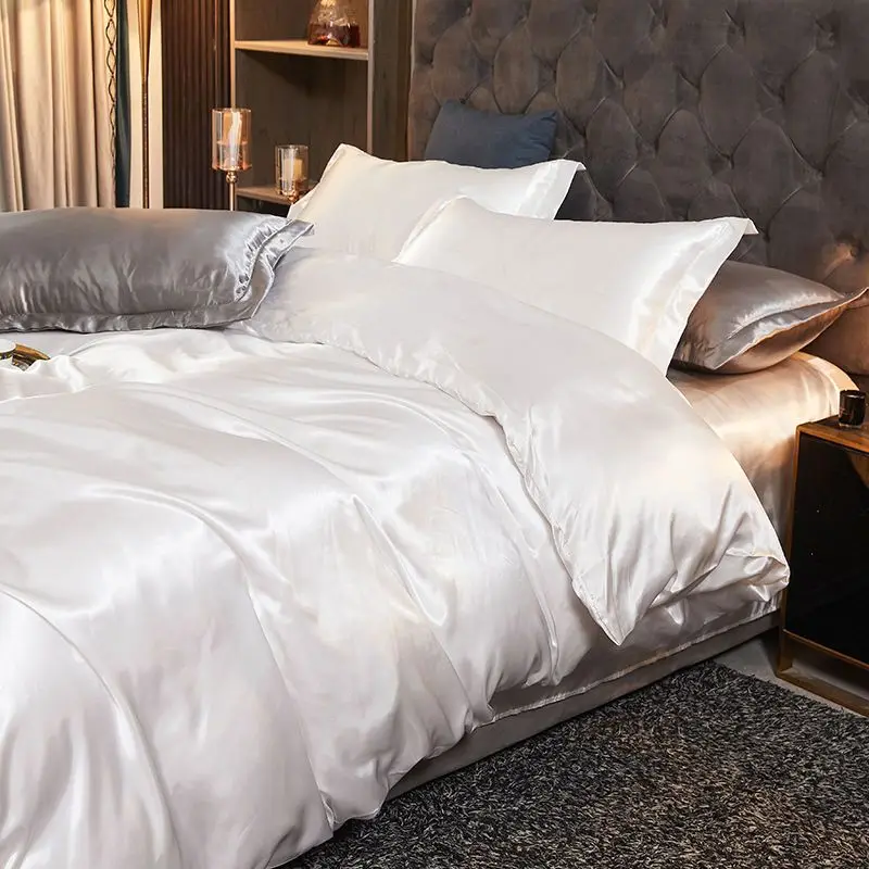 WASART Luxury satin rayon bedding set summer white duvet cover single double queen king size quilt cover 150/180 comforter cover