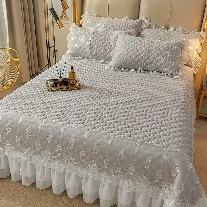 WASART Quilted thicken white bed sheet summer bedspread couple 2 people bed linens luxury double bed bedding king size 180x200cm