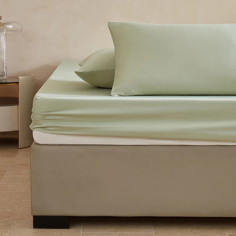 100% Mulberry Silk Bed Sheets Set Luxury Smooth Ultra Soft Bedding Sets with Fitted Sheet Flat Sheet Pillowcase for All Season