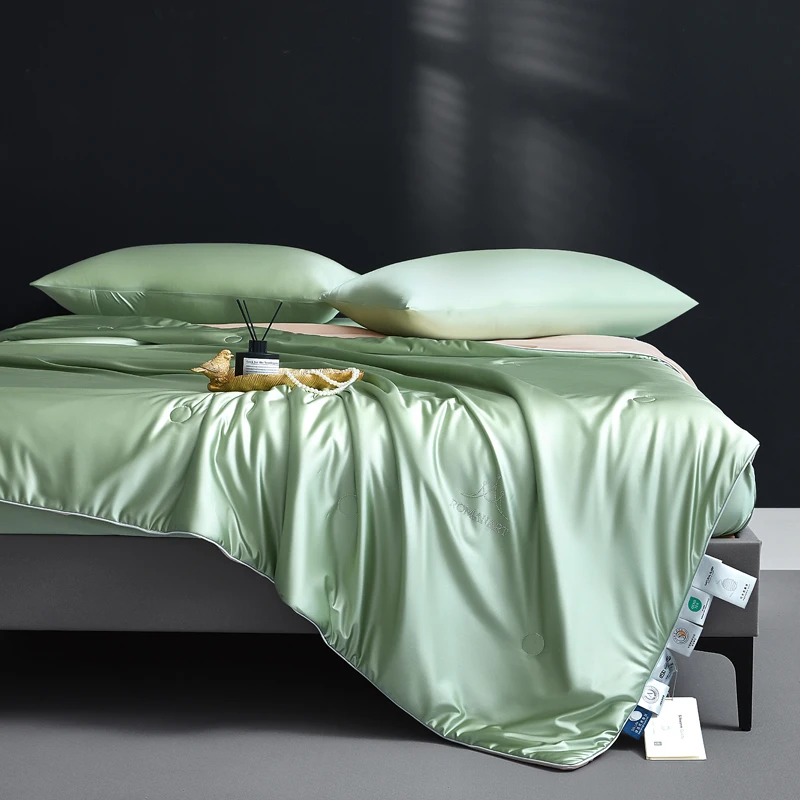 Pure Mulberry Silk Comforter for All Season, 100% Natural Long Strand Silk Filled Duvet, Lightweight Summer Quilt/Blanket/Duvets