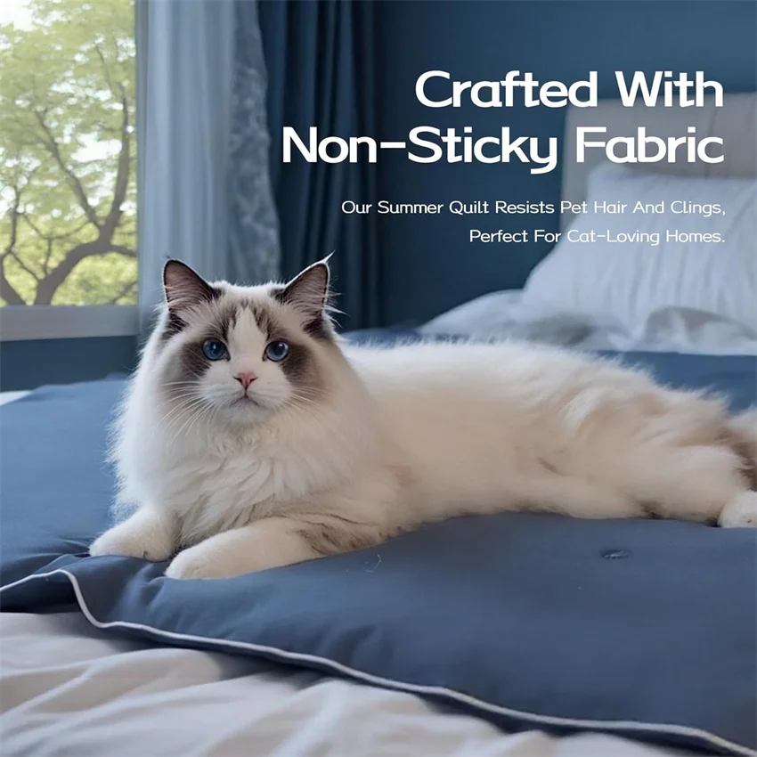 Newest Summer Quilt Soild Color Lightweight Comforter Soft Ice Silk Cooling Blanket with Double Side Arc-Chill Cold Tech Fabric