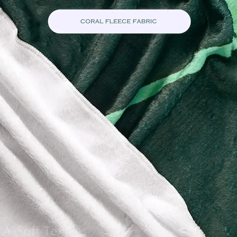WASART Warm velvet giant leaf blanket for bed gloriosum plant printed winter fluffy fleece sofa plaid throw blanket extra large