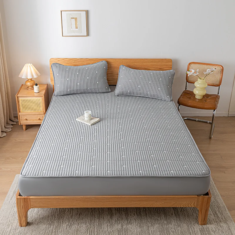 Waterproof Thicken Mattress Pad Protector Embroidered Breathable Fitted Sheet Bed Cover Durable Skin-friendly 140/160/180x200