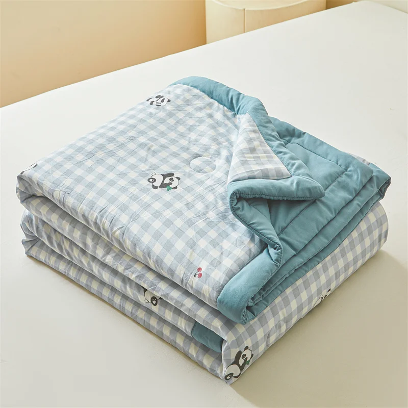 100% Cotton Inside and Outside Summer Quilt Lightweight Ultra Soft Thin Quilt Air Conditioning Quilts Pure Cotton Blanket Ins