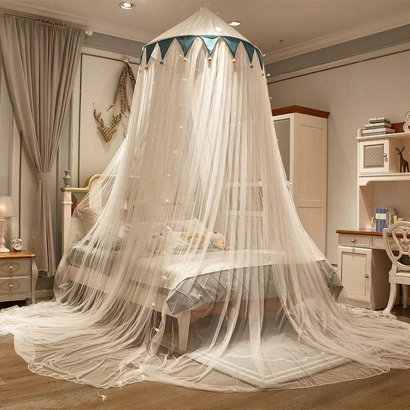 Battilo Bed Canopy Bed Curtain Mosquito Net Anti-mosquito Round Dome Hanging Indoor Castle Play Tent Kid Room Canopy for Big Bed