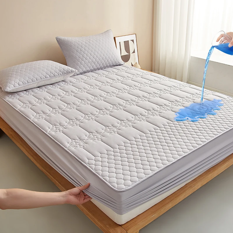 WASART King Size Double Bed Quilted Waterproof Mattress Protector Cover Elastic Fitted Sheet Protection Pad Thick Bedspread 150