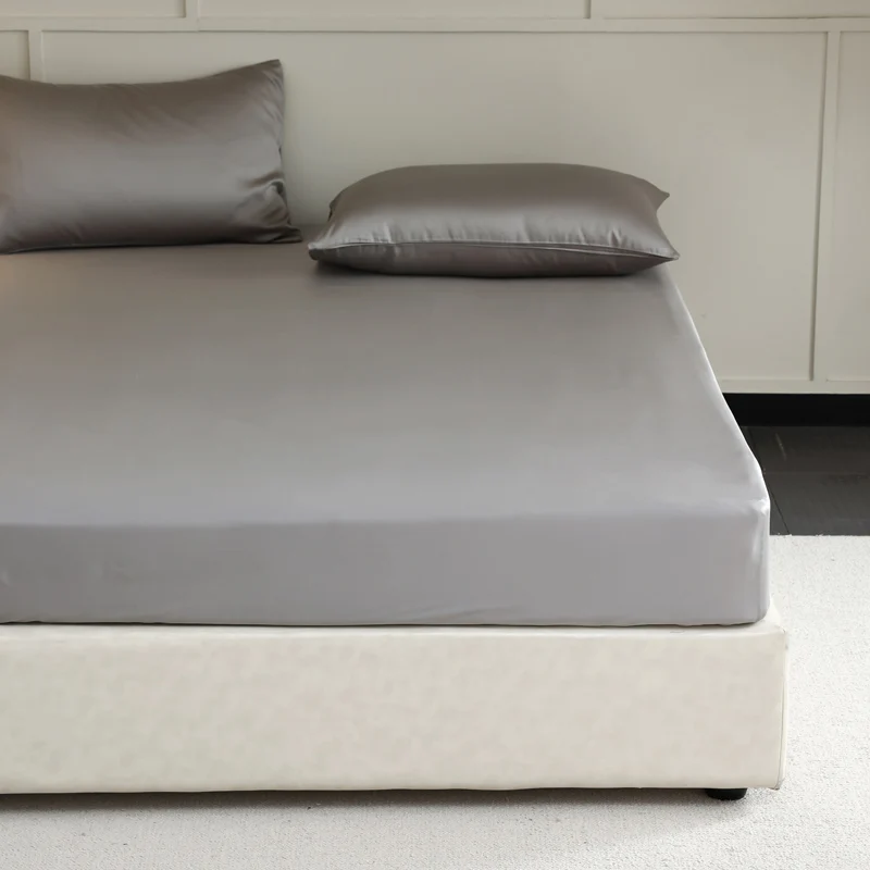 Luxury Mulberry Silk Fitted Bed Sheet with Elastic Bands High End Mattress Cover Customized Bed Cover Smooth Ultra Soft Bedding