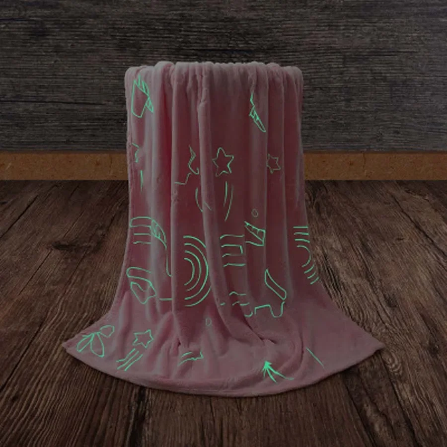 WASART Soft flannel glow in the dark blanket child gift winter warm velvet fleece magic throw blanket for bed sofa bedspread