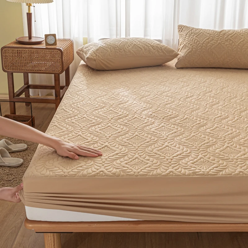 3pcs Set Waterproof Mattress Cover and Pillowcase, 100% Waterproof Mattress Protector, Non-Slip Adjustable Anti-Mite Bedding Set