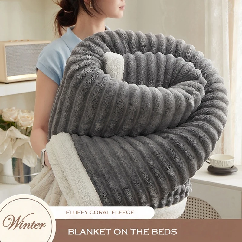 WASART Artificial Rabbit Plush Blanket Fluffy Coral Fleece Sofa Throw Thick Thermal Bed Sheet Warm Soft Autumn Winter Bed Cover