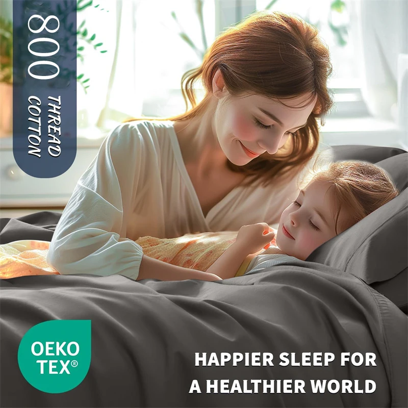 Organic Egyptian Cotton Bedding Set with Duvet Cover Bed Sheet Pillowcase Luxury 800 Thread Count Bedsheet 5-Star Hotel Quality