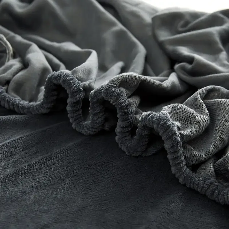 WASART Winter warm solid flannel elastic band fitted sheet mattress protector cover 140x200cm king size double bed bed sheet