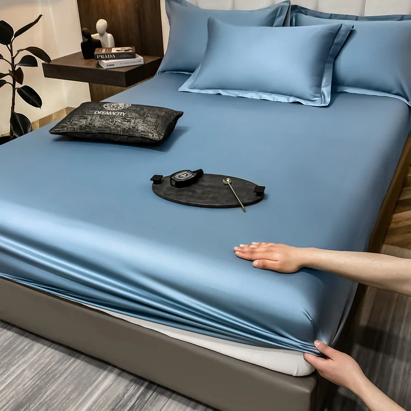 Soft Luxury Egyptian Cotton 400TC Fitted Bed Sheet with Elastic Bands Mattress Cover Non Slip Machine Washable 140/160/180/200cm