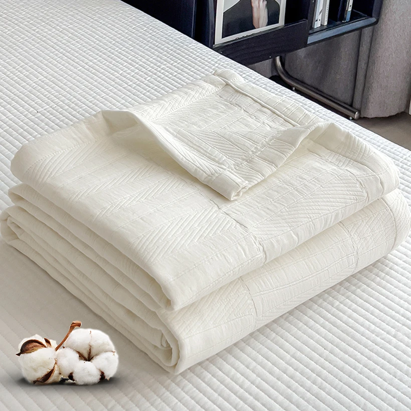 Pure Cotton Throw Blanket Soft Muslin Throws Blankets for Couch, Sofa, Bed Luxury Lightweight Boho Large Summer Blanket Quilt