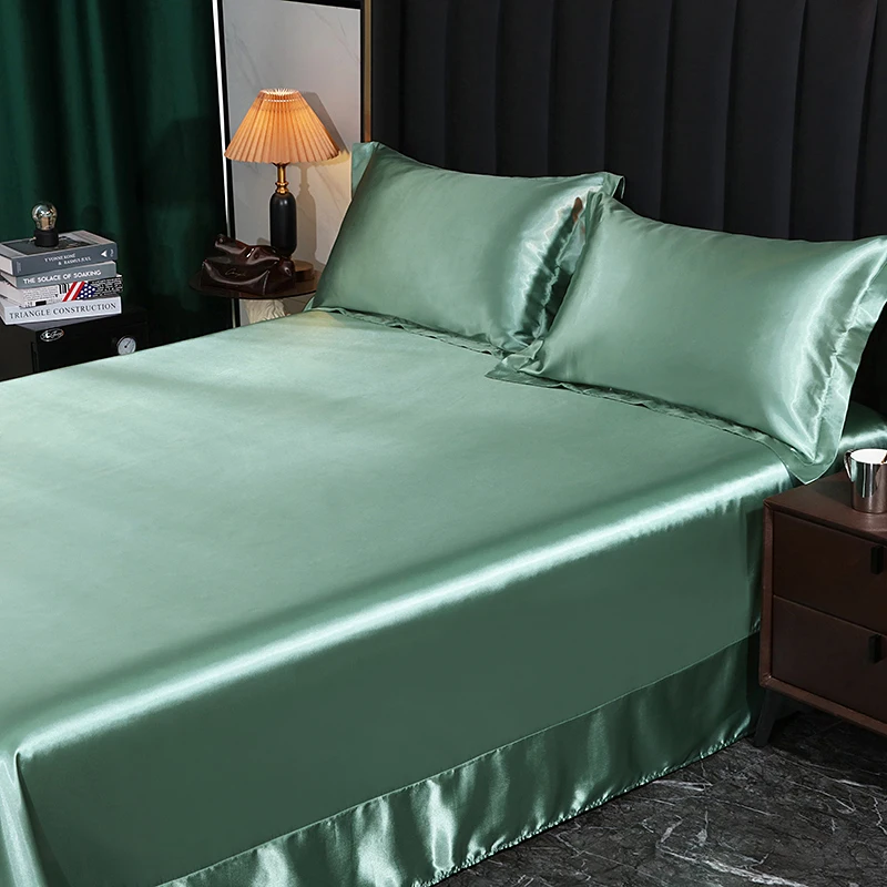 Luxury Bedding with Fitted Sheet Flat Sheet Pillowcase Mulberry Silk Bed Sheets Set Queen King Size Deep Pocket Flat Bedsheets