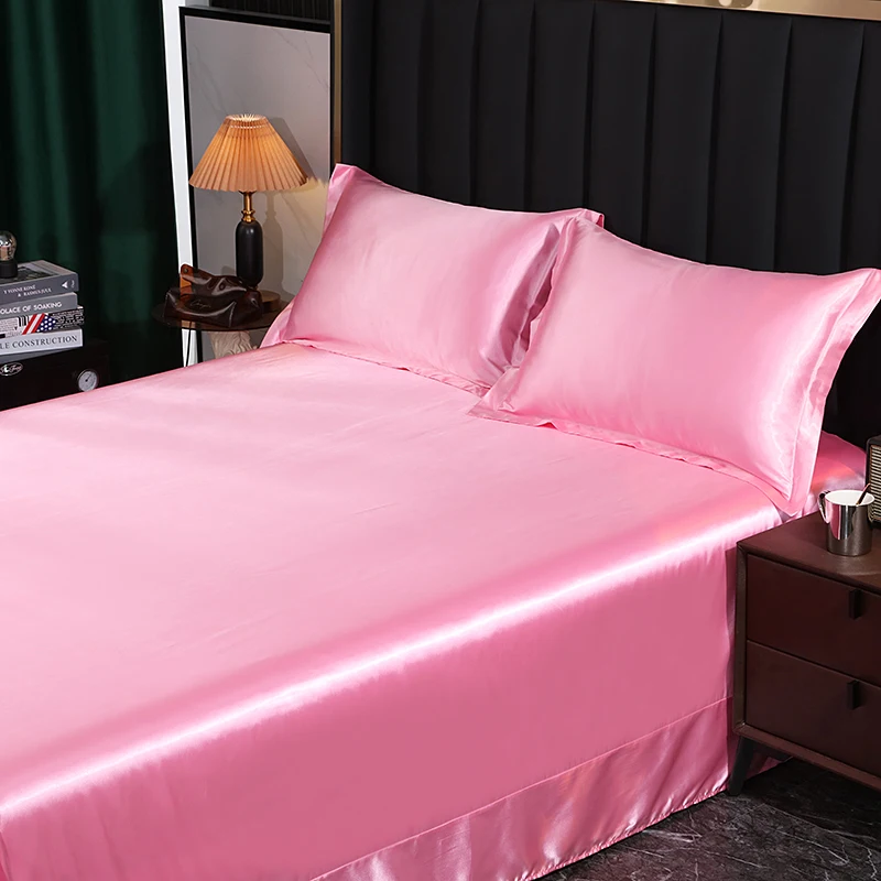 Luxury Bedding with Fitted Sheet Flat Sheet Pillowcase Mulberry Silk Bed Sheets Set Queen King Size Deep Pocket Flat Bedsheets