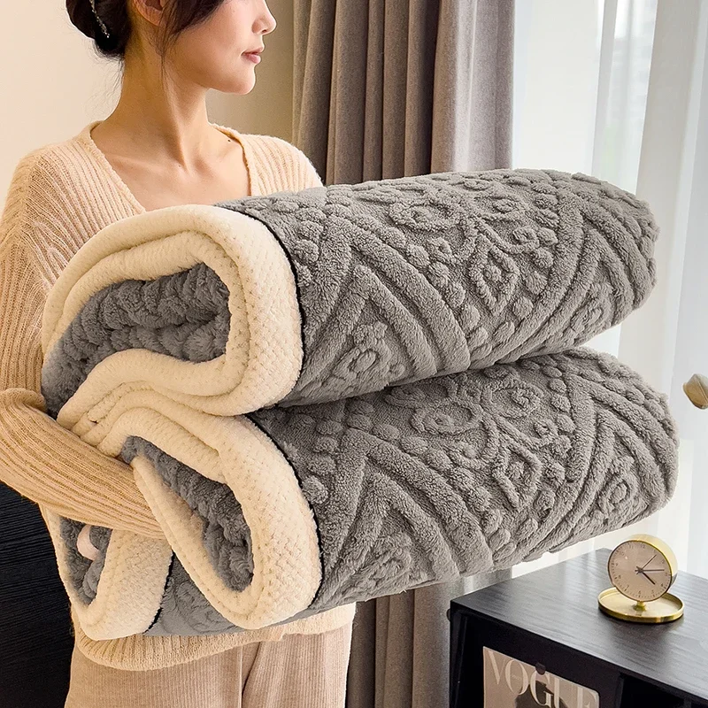WASART Warm plush jacquard blanket for beds autumn winter fluffy coral fleece sofa throw blanket extra large thicken bed sheet