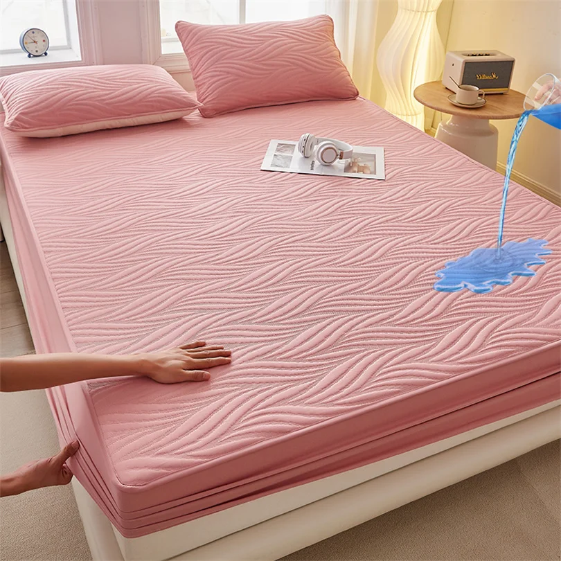 Waterproof 3D Air Fabric Thick Mattress Cover, 100% Waterproof Mattress Pad Protector, Ultra Soft Breathable Fitted Bed Sheet
