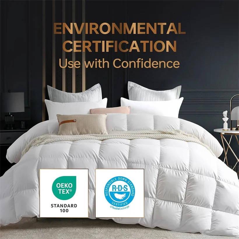 White Goose Down Comforter Luxurious Warm Winter Thick 3D Bread Bed Blanket 100% Cotton Cover Quilts Customized All Season Duvet