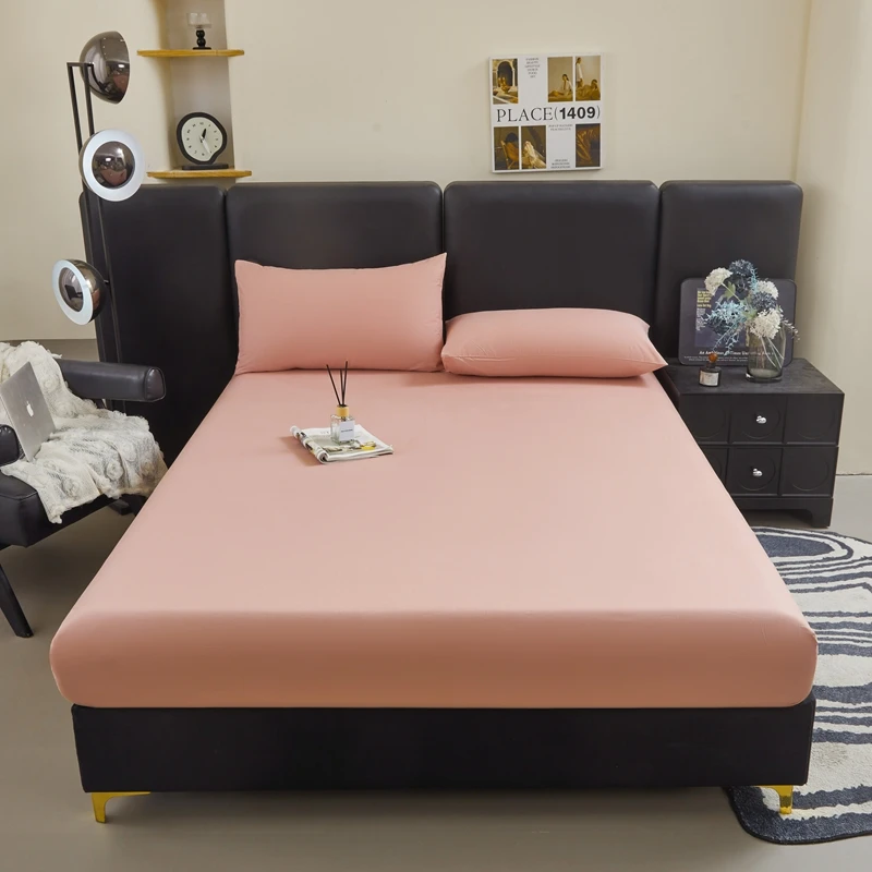 WASART Cotton bed sheet elastic fitted sheet mattress protector cover couple bed linen 180x200 luxury bedding queen king size