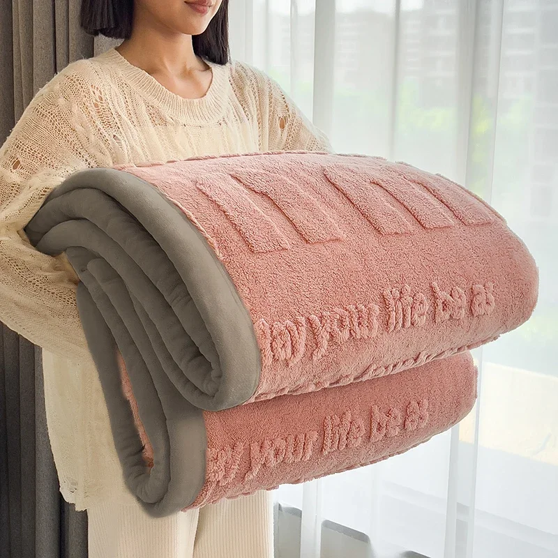WASART Soft fluffy coral fleece blanket for bed min jacquard autumn winter warm sofa throw blanket thermal bed sheet extra large