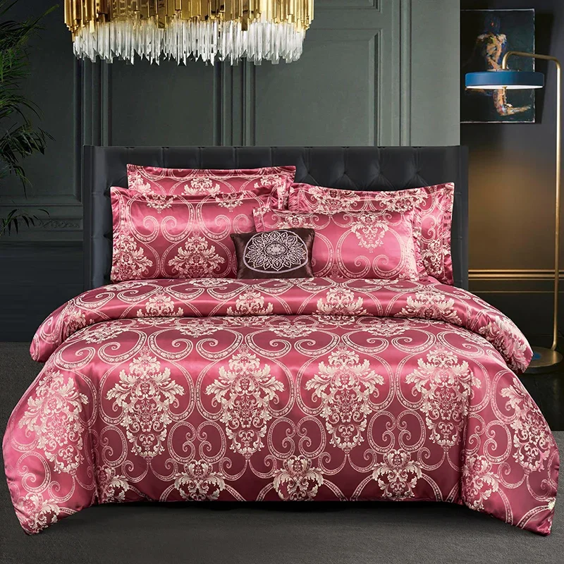 WASART Satin rayon jacquard white duvet cover couple 2 people double bed quilt cover bedding set queen king size comforter set