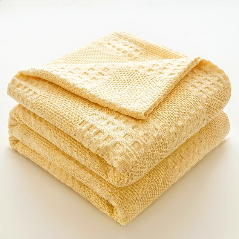 Battilo Cotton Throw Blanket Soft Breathable Waffle Blanket for Twin Queen King Bed Decorative Plaid Sofa Blankets Summer Throws