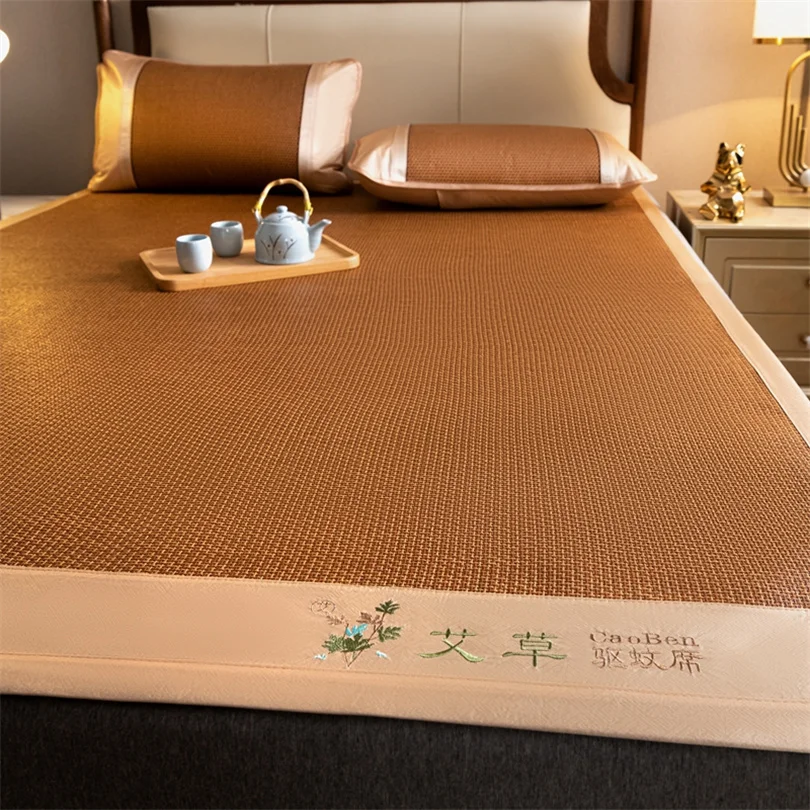 Natural Bamboo Cooling Mat for Bed Grade A Comfortable Ice Silk Bed Mat Cool Naked Sleeping Skin Friendly Non Slip Summer Pad