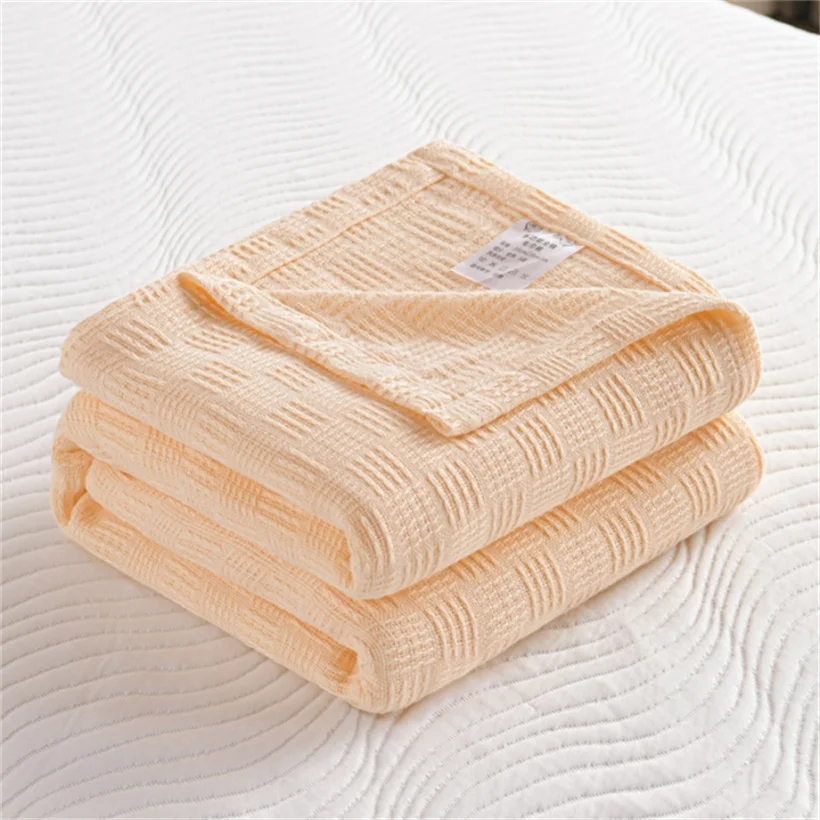 Soft Cozy 100% Cotton Throw Blanket Wide 100cm/150cm/180cm/200cm Plain Knitted Sofa Bed Cover Bedspreads Home Decor Thin Blanket