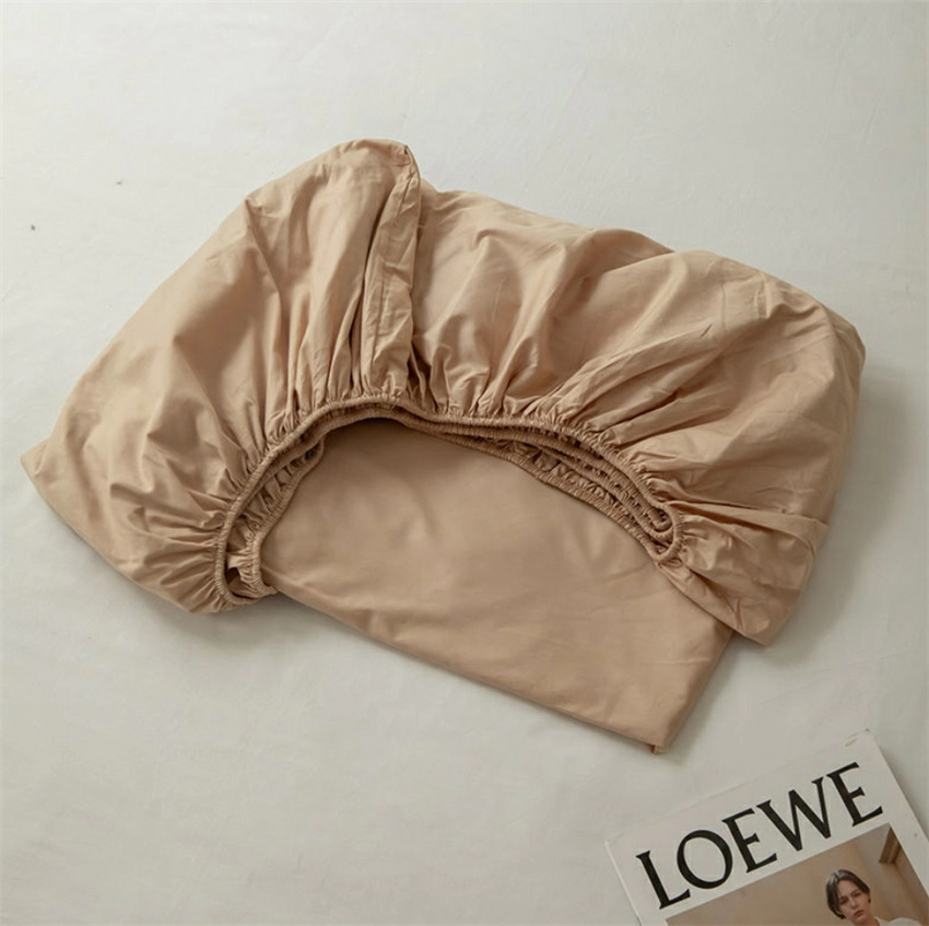 Cotton Mattress Cover with Elastic Rubber Band Soft Comfort Fitted Bed Sheet Ins Style Plain Color Bedsheet Adjustable Bed Cover