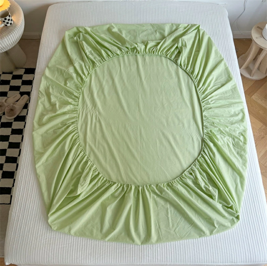 Cotton Mattress Cover with Elastic Rubber Band Soft Comfort Fitted Bed Sheet Ins Style Plain Color Bedsheet Adjustable Bed Cover