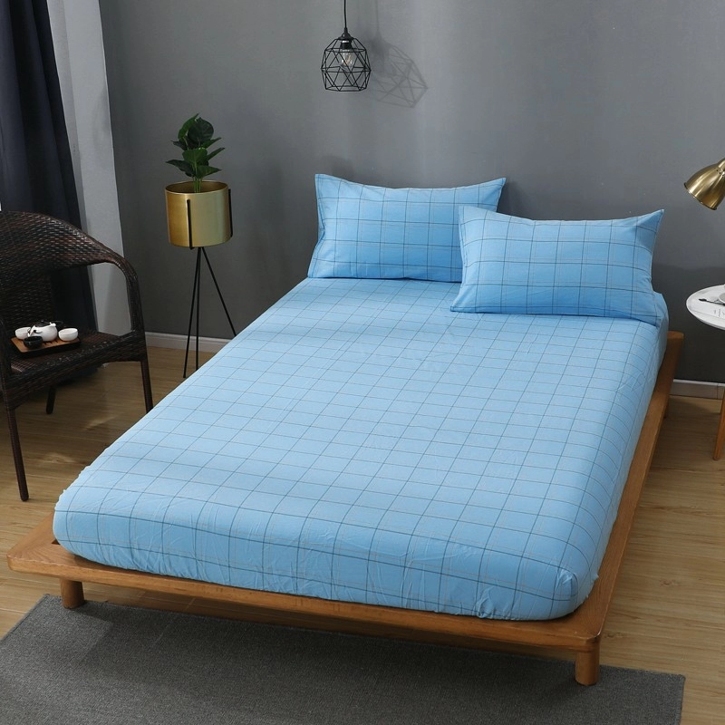 100% Cotton Bed Sheet Soft Comfortable Mattress Protector Cover,Classic Plaid Style,140x200 160x200 180x200..19 Sizes
