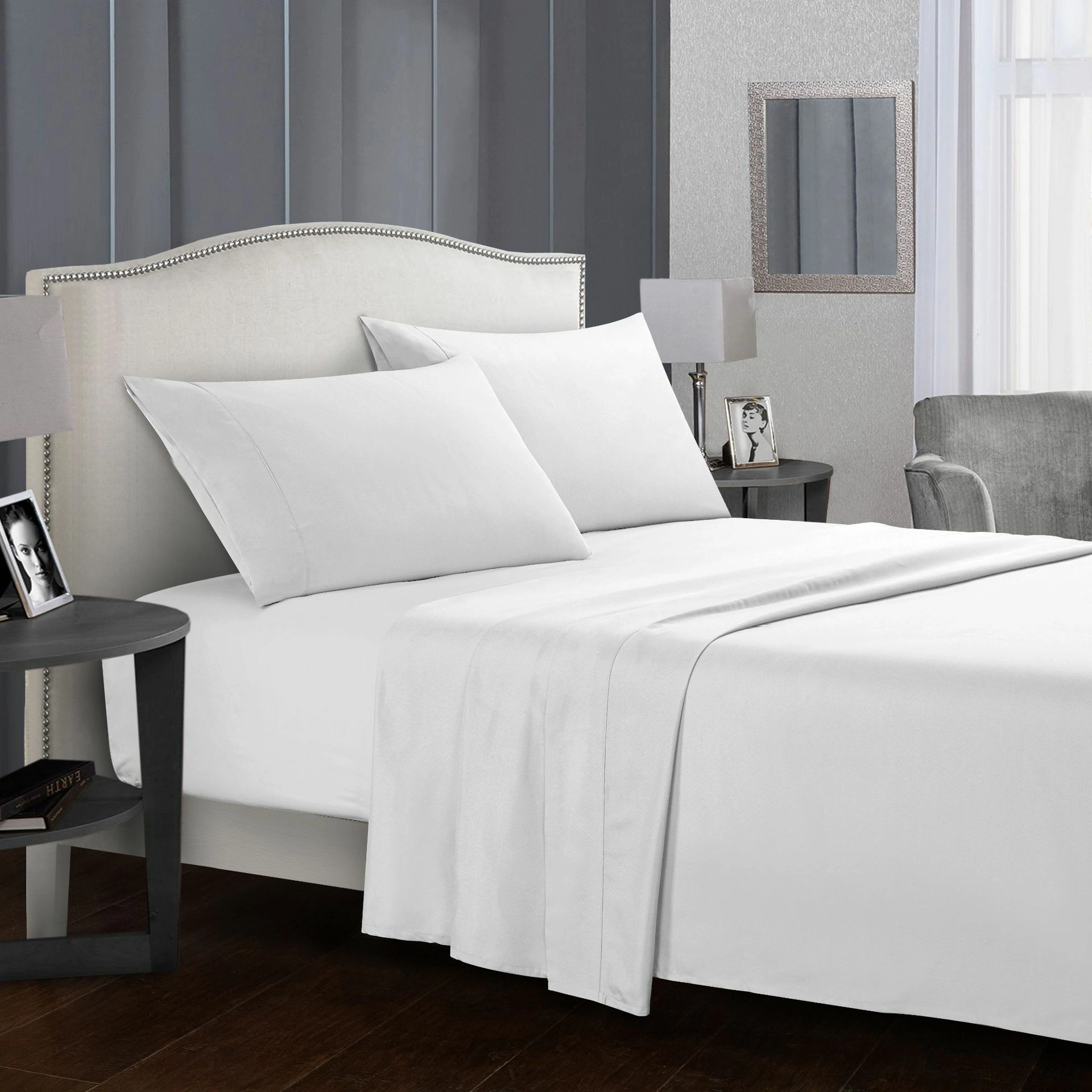Battilo Bed Sheet Set Solid Luxury Super Soft Comfortable 4-Piece Bedding Set with Pillows Case For Twin/Full/Queen/King