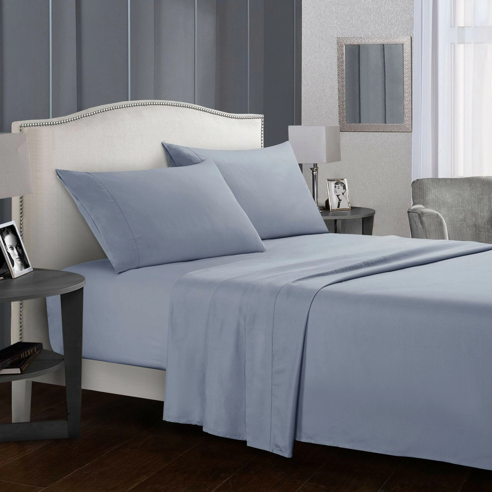 Battilo Bed Sheet Set Solid Luxury Super Soft Comfortable 4-Piece Bedding Set with Pillows Case For Twin/Full/Queen/King